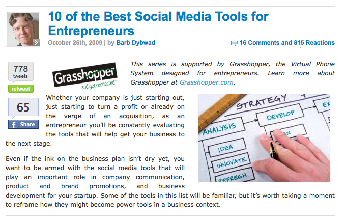 Screen shot 2009-10-26 at 2.17.49 PM Screen shot 2009 10 26 at 2.17.49 PM1 10 of the Best Social Media Tools for Entrepreneurs Mashable